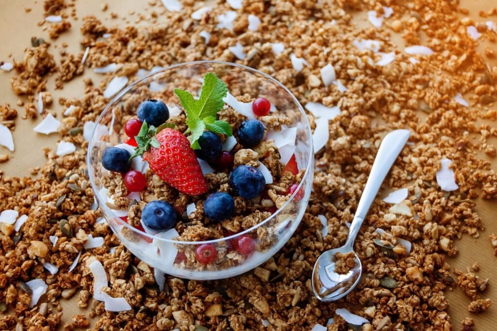 High-fiber foods including beans, berries, oats, vegetables, nuts and seeds